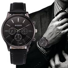 MIGEER 2020 новые мужские модные наручные часы роскошный известный бренд кожаный ремешок аналоговые кварцевые наручные часы из сплава erkek kol saati 2024 - купить недорого
