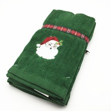 30x45cm Quickly Dry Cotton Embroidery Green With Santa Christmas Towels Home Textile Face Hair Hand Towel Gift 2024 - buy cheap