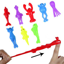5pcs Novelty Gags & Practical Joke Toys Funny Laugh Rubber sea animal Stretchy Flying Turkey Finger Sticky Random Color 2024 - buy cheap