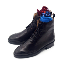 Botas Martin negras de cuero de vaca para hombre, botas de moda de encaje picante, botas de invierno para hombre, zapatos hechos a mano 2024 - compra barato