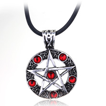 2 COLOR crystal Supernatural Witch Protection Pentagram Amulet Necklace with black and red crystal necklace jewelry 2024 - buy cheap