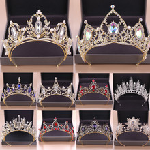 Baroque Crystal Tiara Crown Bride Hair Accessories Colorful Crystal Crown Bride's Tiaras Wedding Headpiece Princess Queen Diadem 2024 - buy cheap