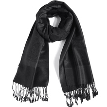 Pashimina Silk Scarf Shawl Paisley Jacquard Autumn Warp Winter Cashmere Fringes Hijab Long 2 Tones Soft High quality Black 2024 - buy cheap