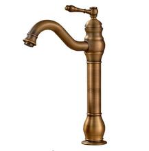 Free shipping Antique bronze high copper bathroom basin faucet single handle hot and cold water European style 2024 - buy cheap