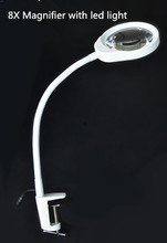 Frete grátis lâmpada de mesa de vidro com lupa de 8x com escurecimento de led luz regulável haste macia 2024 - compre barato