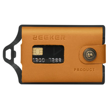 ZEEKER Metal Card ID Holder Credit Card Wallets Leather minimalist Wallet Front Pocket Wallet-Khaki 2024 - buy cheap