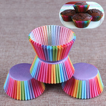 Forros de papel para cupcakes do arco-íris, 100 peças, para cupcake, copo, assar bolos, arcos, bandeja, acessórios de cozinha, ferramentas de decoração de pastelaria 2024 - compre barato