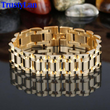 Luxury Golden Bracelet Men Best Friends Male Jewelry Gifts Mens 17MM Hand Chain Bracelets Bangles Stainless Steel Dropshipping 2024 - buy cheap