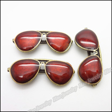 Atacado 6 peças de esmalte bronze antigo óculos de sol vermelho liga pingente charmoso faça você mesmo pulseira colar de moda feminina joia encaixe 2024 - compre barato