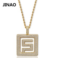 JINAO Men Fashion Designed Soild Back  Pendan Iced Out Pendant Necklace Micro Pave Zircon Hip Hop Jewelry 2024 - buy cheap