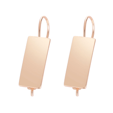 FJ-pendientes lisos para mujer, aretes cuadrados de cobre 585, Color rosa, largos, dorados 2024 - compra barato