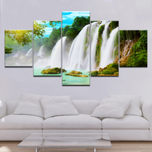 Cascada pegatinas de pared de 5 piezas de pantalla Modular moderno póster lienzo artístico pintura para sala Decoración de casa 2024 - compra barato