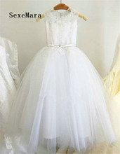 Настоящая фотография; новое платье с цветочным узором для девочек на свадьбу с бантом; кружевное платье для первого причастия для девочек; Пышное Платье 2024 - купить недорого