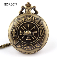 Bronze Control Fire Fighter Quartz Pocket Watch Necklace Pendant with Chain Vintage Fob watches Men Gifts relogio de bolso 2024 - buy cheap