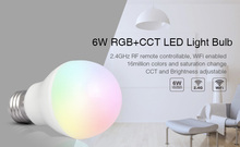 Бесплатная доставка, Mi светильник RGB + CCT 6 Вт Светодиодная лампа 2,4 ГГц E27, умная Светодиодная лампа с Wi-Fi, лампа с регулируемой яркостью, лампа s 2024 - купить недорого