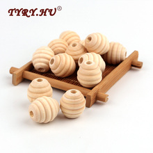 5pcs/Lot 22x20mm DIY Natural Round Beehive Wood Beads For Kids Necklace or Bracelet Making Wooden Teethers Baby Toys 2024 - buy cheap