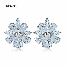 Sinzry fashionable jewelry AAA cut cubic zircon flower bridal wedding glitter stud earrings for women 2024 - buy cheap