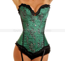 Green Lace Overlay Sweetheart Corset top Lace Up Bustier Sexy Lingerie S M L XL 2XL 2024 - buy cheap