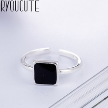 Bohemian Big Real Silver Color Square Rings for Women Jewelry Punk Vintage Antique Finger Engagement Ring Party Gift 2024 - buy cheap