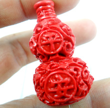 Colgante de calabaza tallada de cinabrio orgánico rojo chino de cristal de cuarzo de piedra Natural para fabricación de joyas diy, accesorios de collar A12 2024 - compra barato