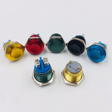Parafuso colorido de oxidação 16mm, parafuso com pontas de solda, à prova d'água, botão de pressão de metal, interruptor de reinicialização momentânea, carro, pc, alimentação do computador