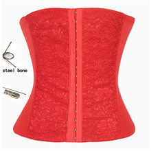 Faja moldeadora de cintura para mujer, corsé de encaje de talla grande, color rojo y negro 2024 - compra barato