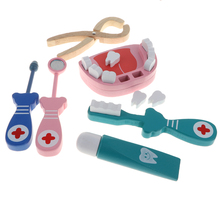 Fun Doctor & Nurse Medical Kit Wooden Role Play Toy Dentist Pretend Play Educational Wooden Gadgets Tools Props Set 2024 - buy cheap