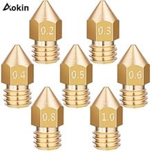 Aokin MK8 Nozzle 0.4mm 0.3mm 0.5mm 0.8mm Copper Head Brass M6 Threaded 1.75mm 3.0mm Filament 3D Printer Extruder Nozzle 2024 - buy cheap