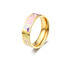 Милое золотистое обручальное кольцо кольца для мужчин и женщин широкий Титановый стальной цветной эмалированный Midi Knuckle Ring Bague Anillos Mujer JZ110 2024 - купить недорого