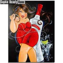 Full Square/Round Drill 5D DIY Diamond Painting Fat Lady&Wine Diamond Embroidery Cross Stitch Portrait Mosaic Wall Decor 18A047 2024 - buy cheap