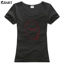 Camiseta de manga corta de algodón para parejas, reloj de pared de Hannibal Lector, astas de ciervo, ropa de mujer con cuello redondo 2024 - compra barato