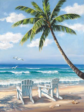 China Skilled Artist Handmade High Quality Summer Landscape Beach Sea And Beach Chair Oil Painting On Canvas For Decorations 2024 - buy cheap