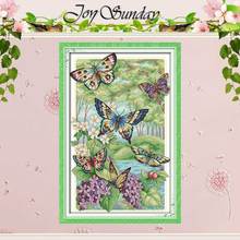Butterflies Fly in the Forest Counted Cross Stitch 11CT 14CT Cross Stitch Sets Wholesale Cross-stitch Kits Embroidery Needlework 2024 - buy cheap