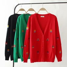Plus size Ladies Cardigan Knitted Sweater 2020 Spring Autumn Embroidery Long sleeve Womens Sweaters Fashion Cardigans Women Tops 2024 - buy cheap