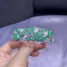 Natural green Emerald Bangles Natural gemstone Bangles S925 silver bracelet Luxurious Branches wide women party gift jewelry 2024 - buy cheap