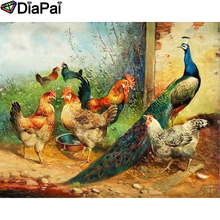 DIAPAI 5D DIY Pintura 100% Praça Cheia de Diamante/Broca Redonda "Frango pavão" Diamante Bordado Ponto Cruz 3D decor A21632 2024 - compre barato