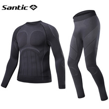 Santic Winter Cycling Base Layer Long Sleeve Fleece Thermal Breathable Underwear Men Running Ski Skinsuit Sport Fitness Clothing 2024 - buy cheap