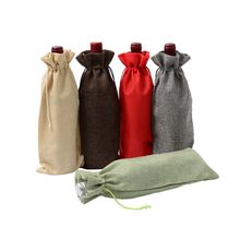 Juego de botellas de yute para vino, bolsa de arpillera con cordón, botella de champán para fiesta de boda, favores, degustación de vino, 10 unids/lote 2024 - compra barato