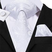 Hi-Tie-corbata de seda de 100% para hombre, corbatas informales con patrón Floral blanco hechas a mano, con estilo juego de gemelos y pañuelo para C-3068 de fiesta de boda 2024 - compra barato