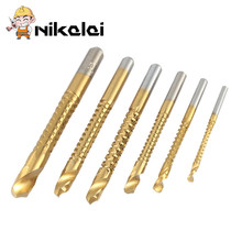 NEW 6Pcs 3-8mm Titanium Coated HSS Drill & Saw Carpenter Woodworking Plastic Metal Hole Grooving Hand Tool Set 2024 - buy cheap