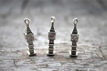 12pcs - Big Ben Charm , Tibetan Silver Big Ben Charm pendants 25x5mm silver tone 2024 - buy cheap