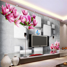 beibehang Custom wallpaper wallpaper Yalan fragrant 3d butterfly magnolia reflection video background wall 2024 - buy cheap