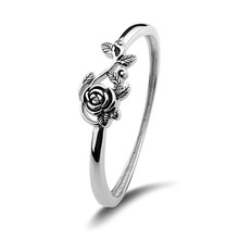 Hd anel de casamento para mulheres, liso, flor, folha, cor prata, tamanhos 5-10, joia de noivado, presente para meninas 2024 - compre barato