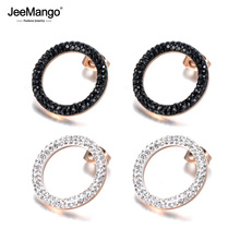 Joyería de acero inoxidable JeeMango Blanco/Negro Pendientes de cristal de Arcilla rosa oro forma redonda regalo de Navidad Pendientes JE18455 2024 - compra barato