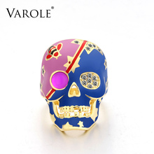 VAROLE Ring 4 Style Scary colored skull Rings for Women Classic Punk Rings for Halloween Gift 100% Copper Jewelry Wholesale 2024 - buy cheap