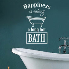 Bathtub Wall Decal Bathroom Happiness is Taking a Long Hot Bath Quotes Vinyl Wall Stickers Home Decor Waterproof Wall Art S482 2024 - buy cheap