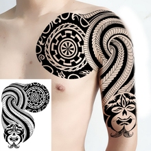 Tatoo para homens tatuagens de ombro grande braço manga tatuagem temporária à prova dwaterproof água meninos preto corpo adesivos decalques folha 2024 - compre barato