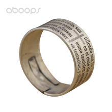 Мужское Винтажное кольцо с испанскими буквами, регулируемое кольцо из стерлингового серебра 925 пробы 10 мм, бесплатная доставка 2024 - купить недорого