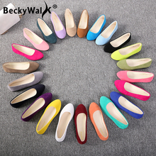 Slip On Women Flats Shoes Candy Color Pointed Toe Female Loafers Large Size Shoes Woman Spring Flock Ladies Ballet Flats WSH2214 2024 - buy cheap
