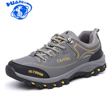 Huanqiu sapatos esportivos antiderrapantes masculinos, tênis de couro para caminhada e atividades ao ar livre zll285 2024 - compre barato